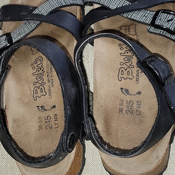 Birkenstock Black and Gray Strappy Sandals Sz 38 L7 M5 - Picture 10 of 11